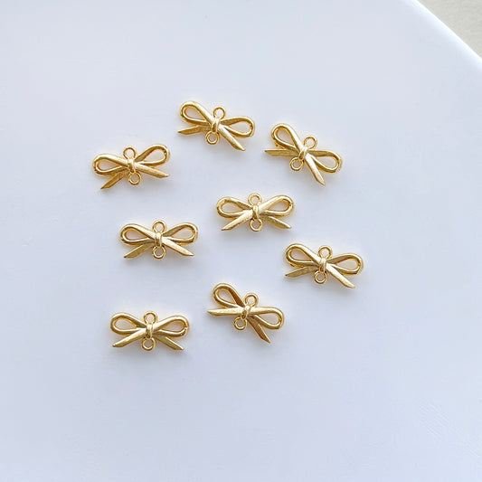 14K Gold Plated Double Hole Bow Earring Charms