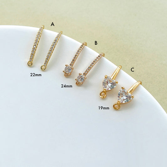 14K Gold Plated Zircon Earring Hooks