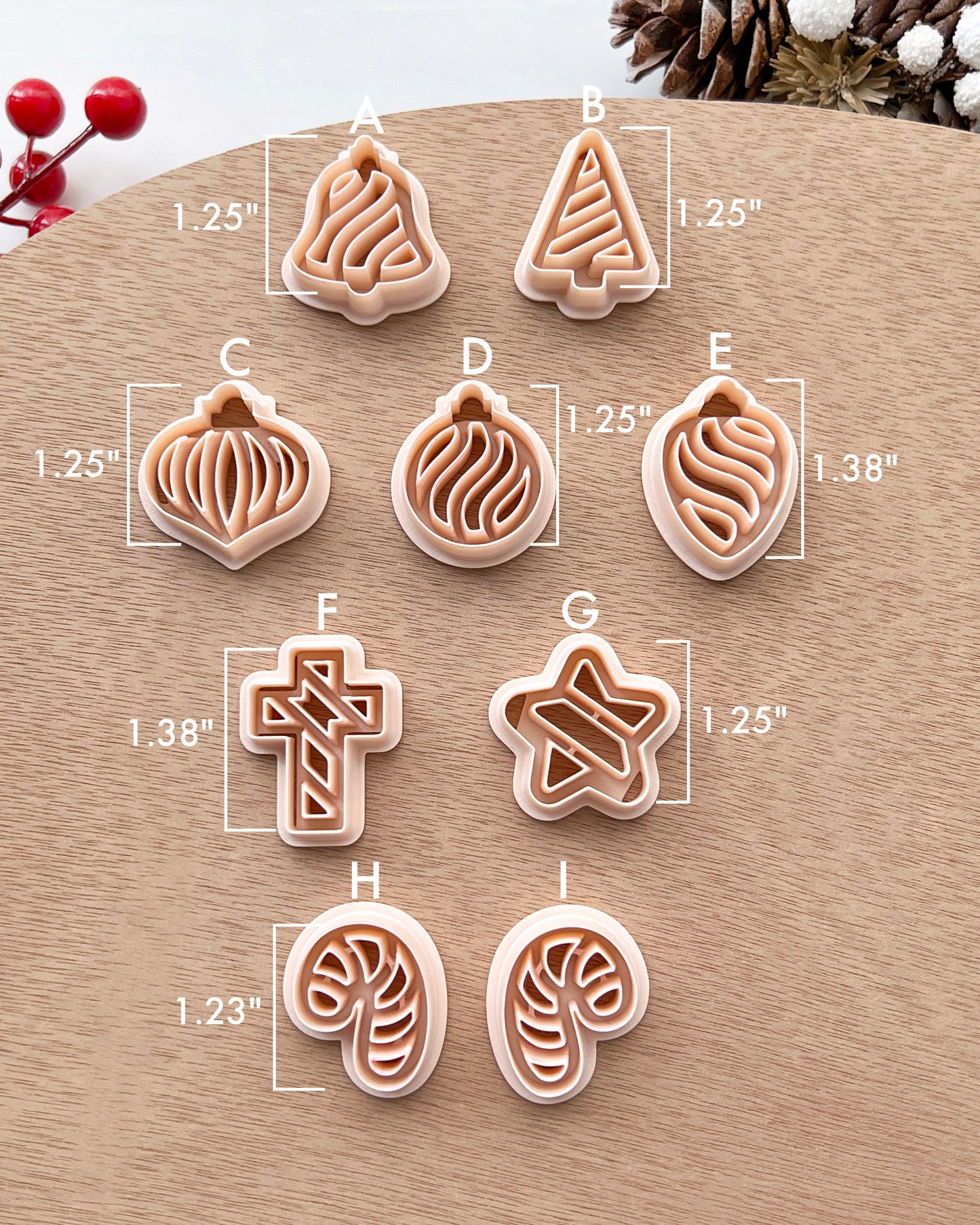 Winter Christmas Polymer Clay Cutters | Holiday Ornaments Clay Earring Cutters Set for Jewelry Making