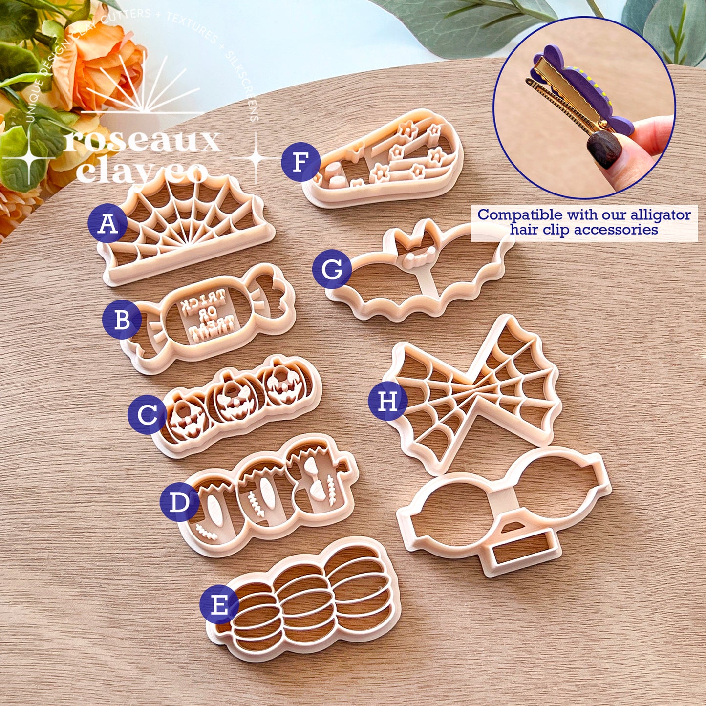 RoseauxClayCo Halloween Hair Clip Polymer Clay Cutter Set
