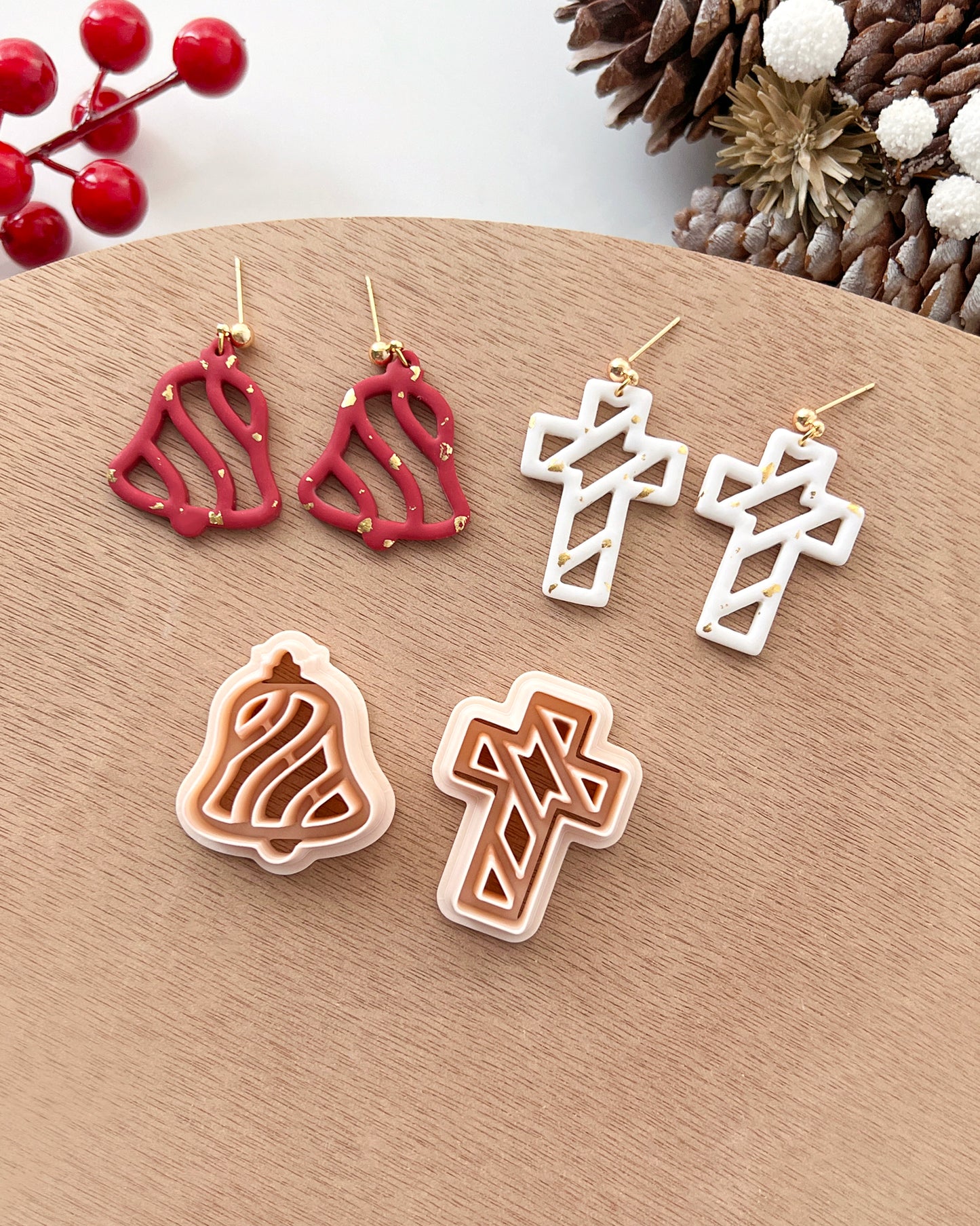 Winter Christmas Polymer Clay Cutters | Holiday Ornaments Clay Earring Cutters Set for Jewelry Making