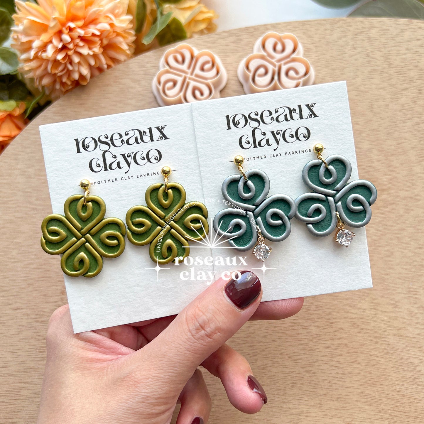 RoseauxClayCo Celtic Clover Polymer Clay Cutters