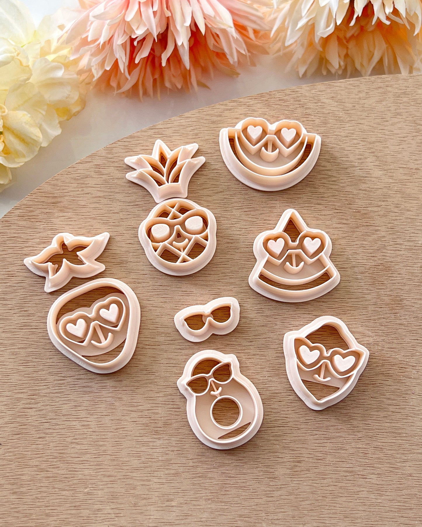 Fruits with Sunglasses Polymer Clay Cutters | Cool Fruit Clay Cutters | Clay Cutter Set | Clay Earring Cutters | Watermelon Pineapple Lemon
