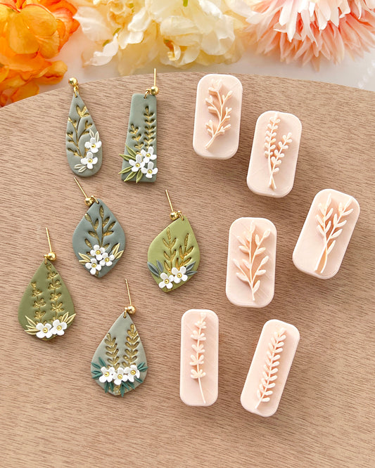 Spring Polymer Clay Stamps | Botanical Clay Stamps | Boho Stamps for Earrings | Polymer Clay Tools | Leaf Clay Stamp | Clay Earring Stamp