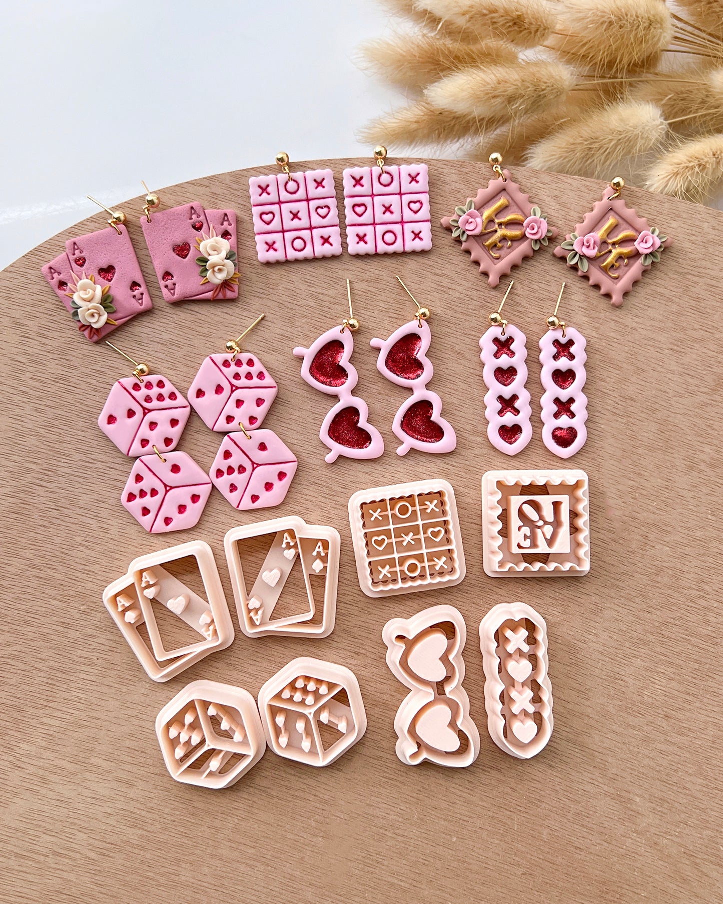 Valentines Polymer Clay Cutters | XOXO Clay Earring Cutter Set | Love Dice | Poker | Sunglasses