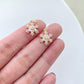 10PCS 14K Gold Plated Clear Zircon Snowflake Earring Charms