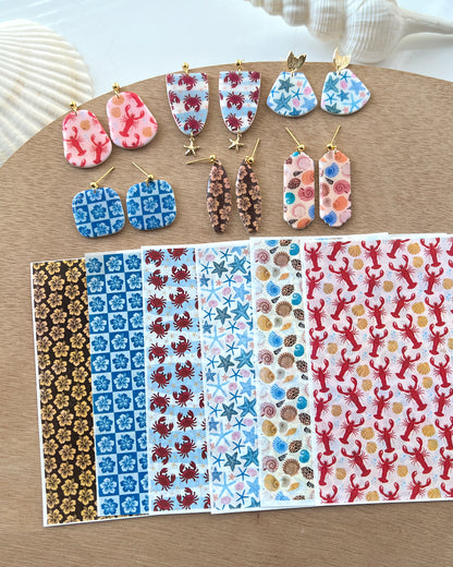 Summer Polymer Clay Transfer Paper | Ocean Image Clay Transfer Sheet