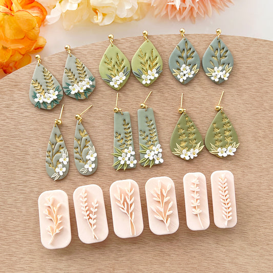 Spring Polymer Clay Stamps | Botanical Clay Stamps | Boho Stamps for Earrings | Polymer Clay Tools | Leaf Clay Stamp | Clay Earring Stamp