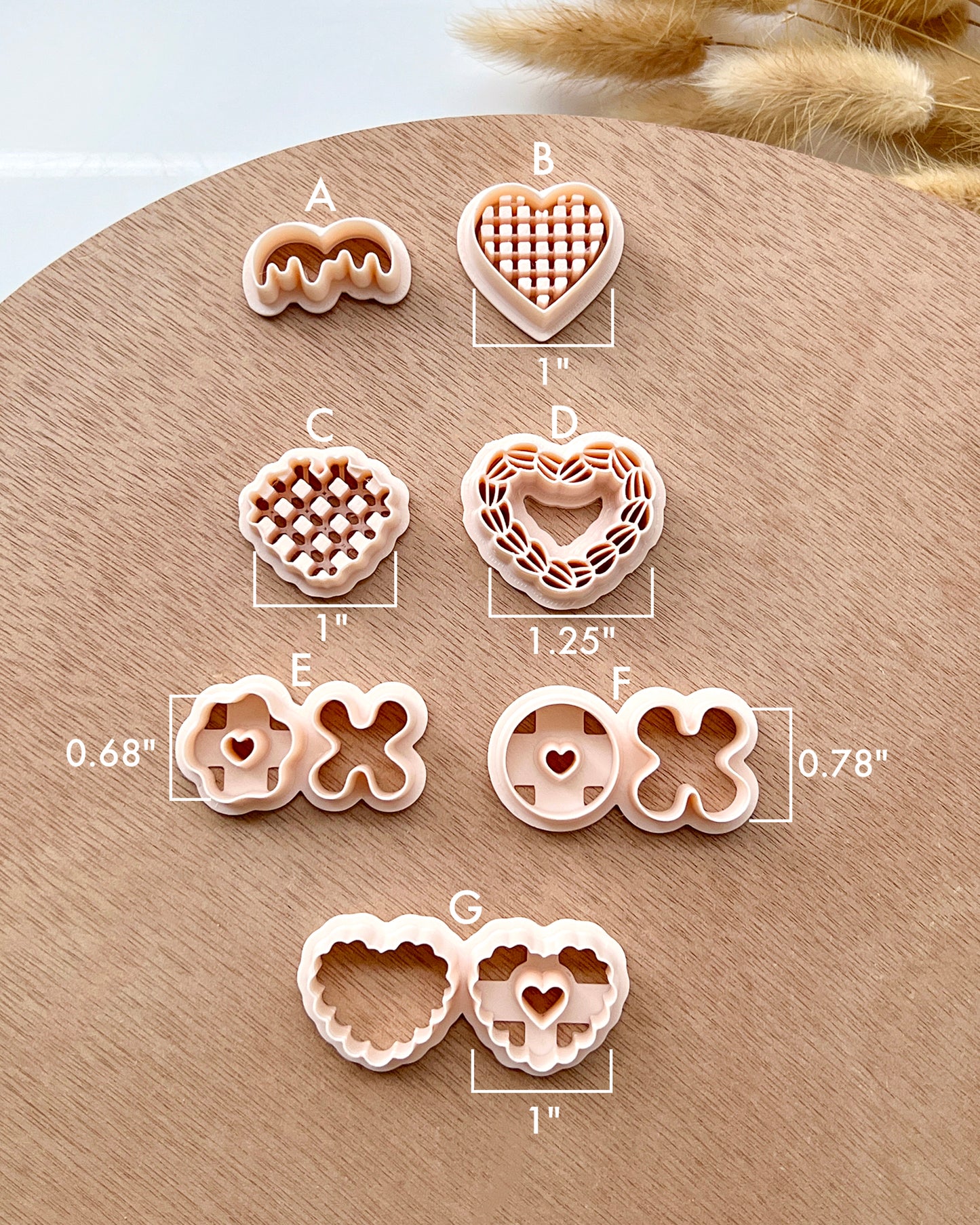 Valentines Polymer Clay Cutter | Cookie Clay Earring Cutter Set | Heart Shaped Waffle Polymer Clay Cutter | XOXO Donut Cutter