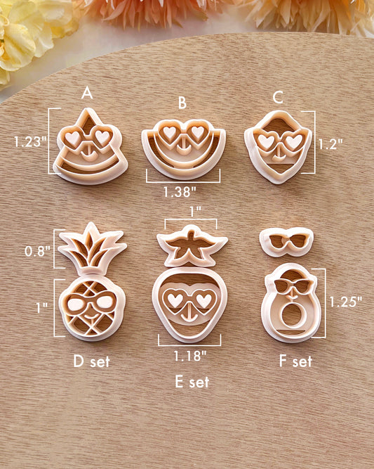Fruits with Sunglasses Polymer Clay Cutters