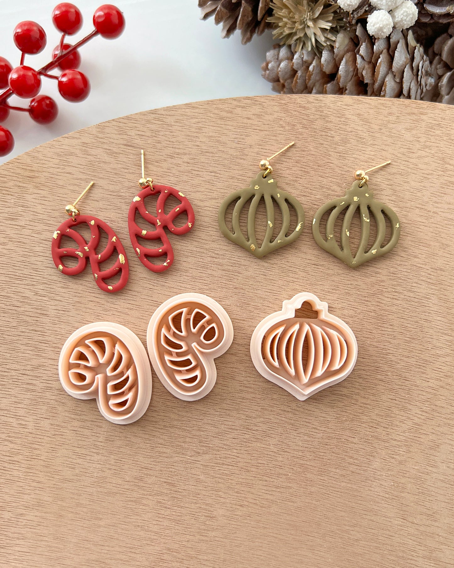 Winter Christmas Polymer Clay Cutters | Holiday Ornaments Clay Earring Cutters Set for Jewelry Making