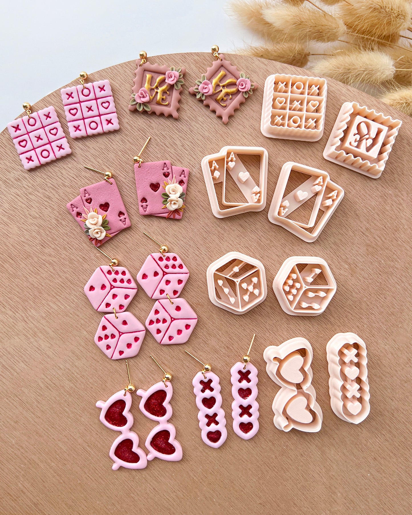 Valentines Polymer Clay Cutters | XOXO Clay Earring Cutter Set | Love Dice | Poker | Sunglasses