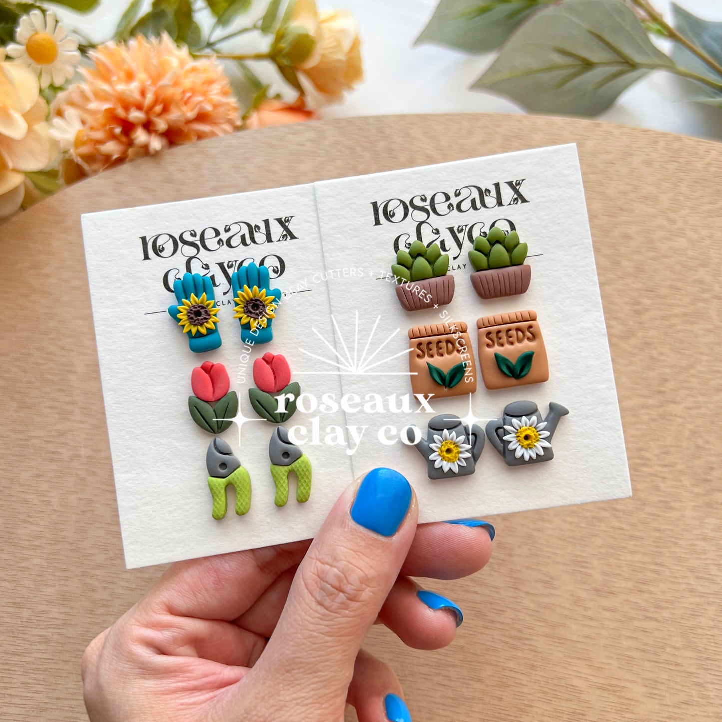 RoseauxClayCo Spring Garden Stud Polymer Clay Cutters