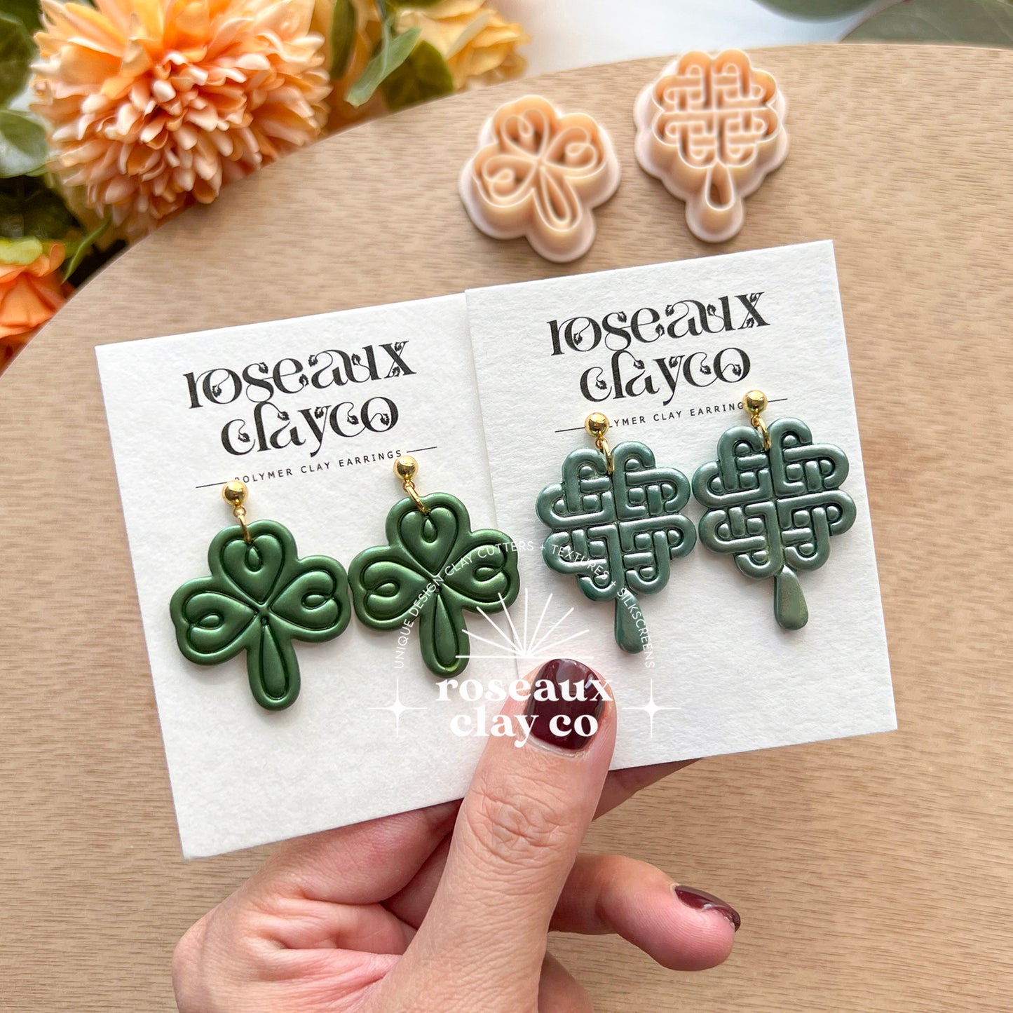 RoseauxClayCo Celtic Clover Polymer Clay Cutters