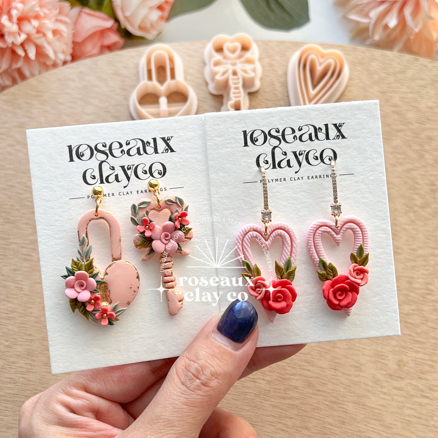 RoseauxClayCo Valentine's Day Polymer Clay Cutters Set