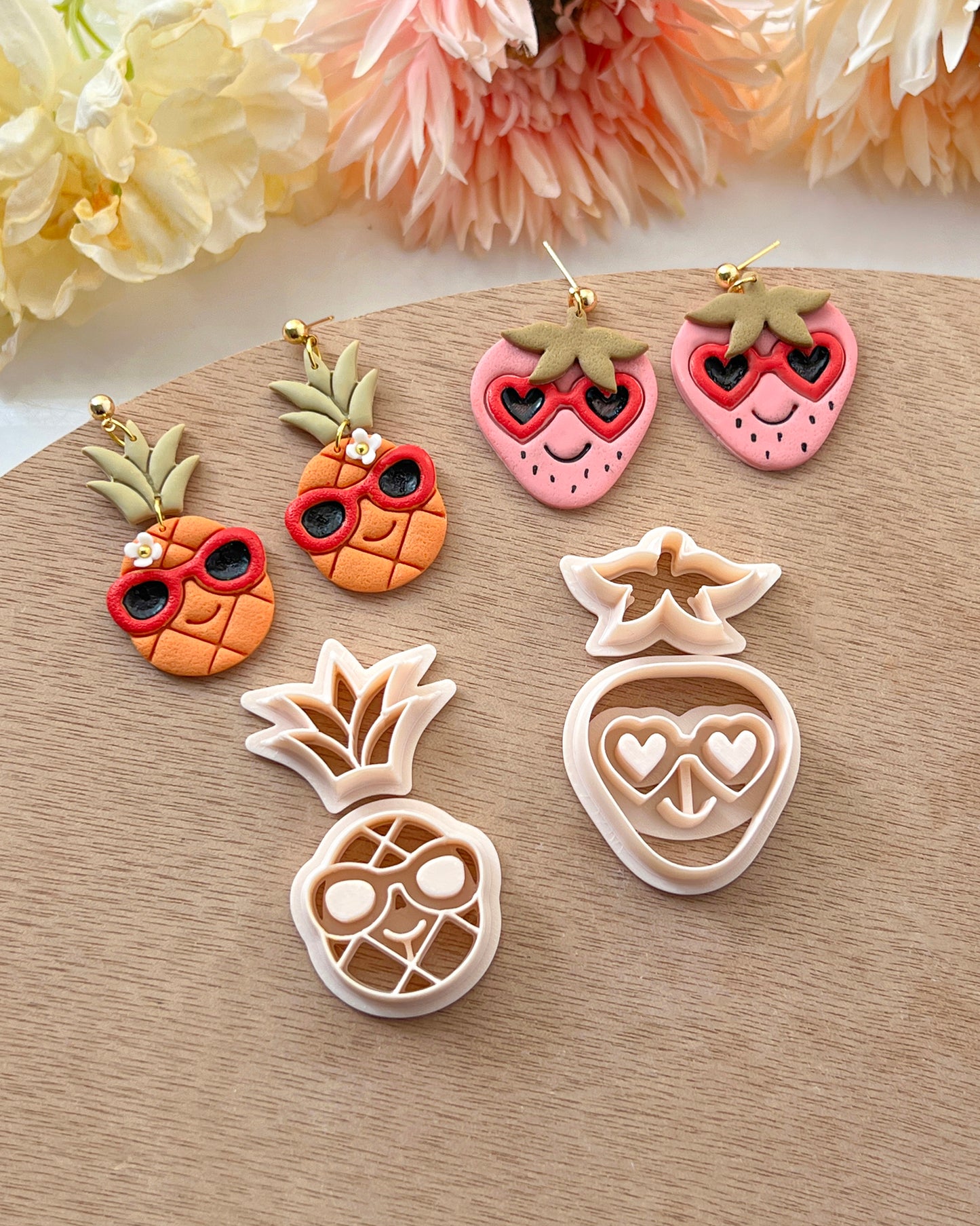 Fruits with Sunglasses Polymer Clay Cutters | Cool Fruit Clay Cutters | Clay Cutter Set | Clay Earring Cutters | Watermelon Pineapple Lemon