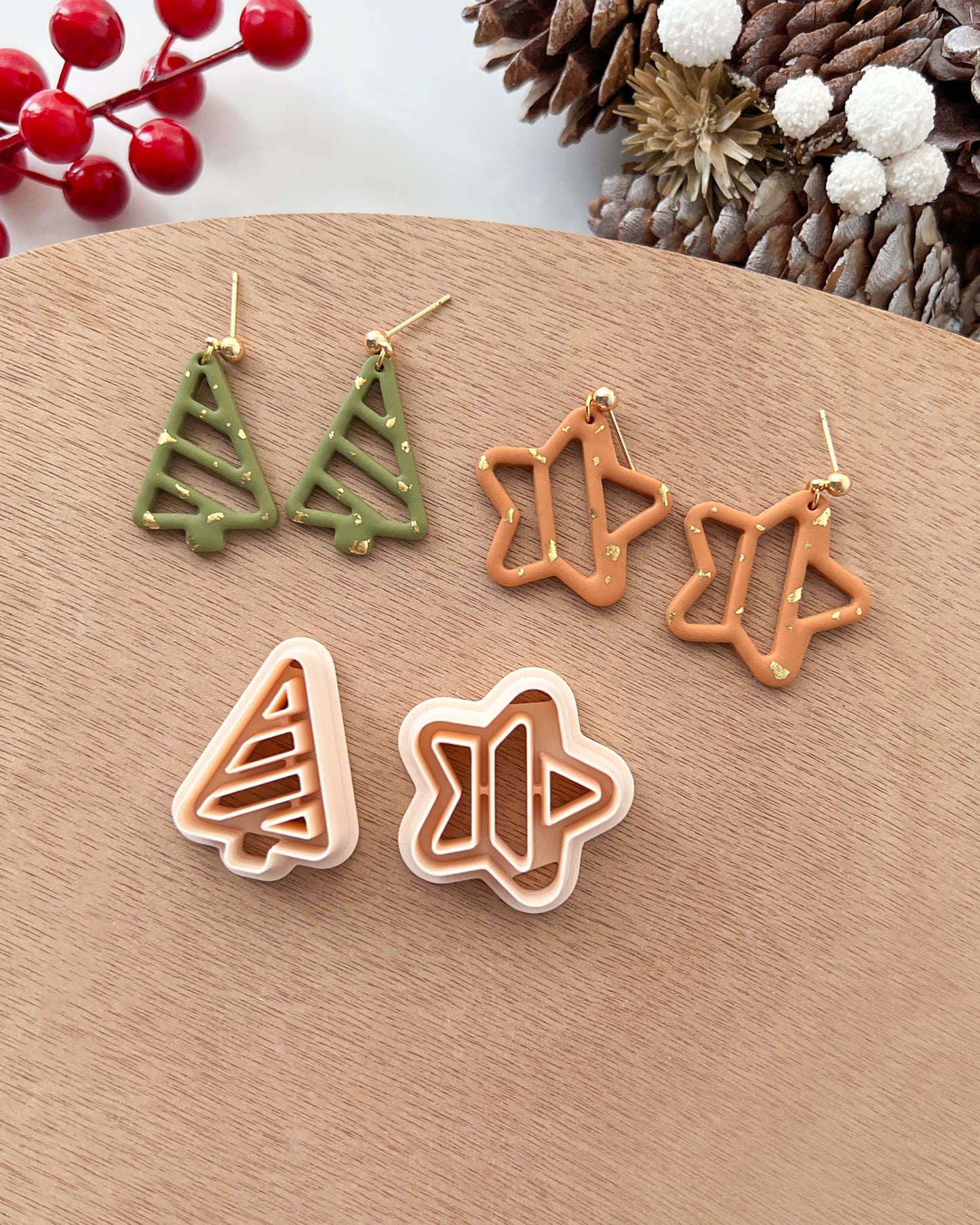 Winter Christmas Polymer Clay Cutters | Holiday Ornaments Clay Earring Cutters Set for Jewelry Making