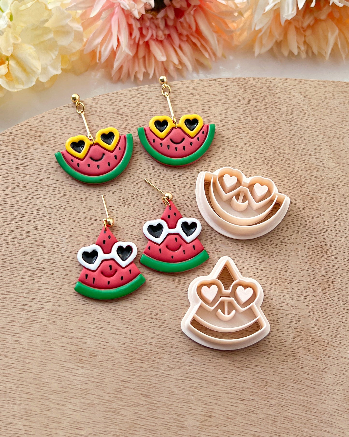 Fruits with Sunglasses Polymer Clay Cutters | Cool Fruit Clay Cutters | Clay Cutter Set | Clay Earring Cutters | Watermelon Pineapple Lemon