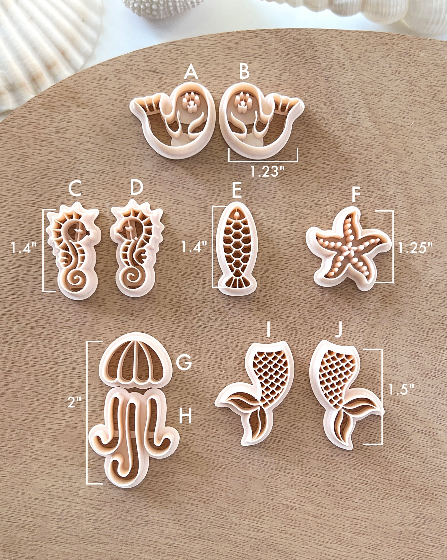 Ocean Sea Animal Polymer Clay Cutters | Jellyfish | Starfish | Seal | Seahorse