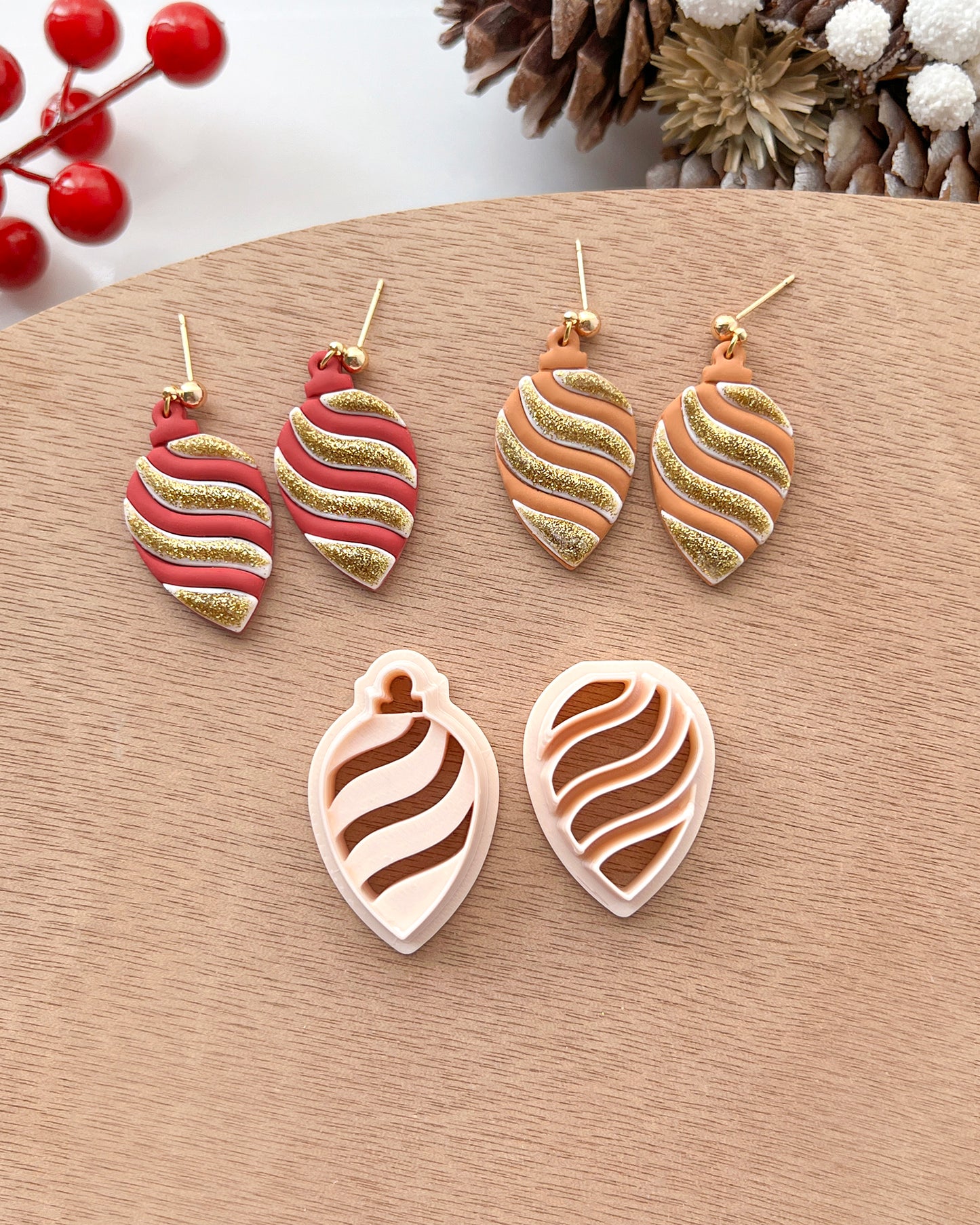 Christmas Ornaments Polymer Clay Cutters | Holiday Clay Earring Cutters Set for Jewelry Making