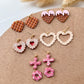 Valentines Polymer Clay Cutter | Cookie Clay Earring Cutter Set | Heart Shaped Waffle Polymer Clay Cutter | XOXO Donut Cutter