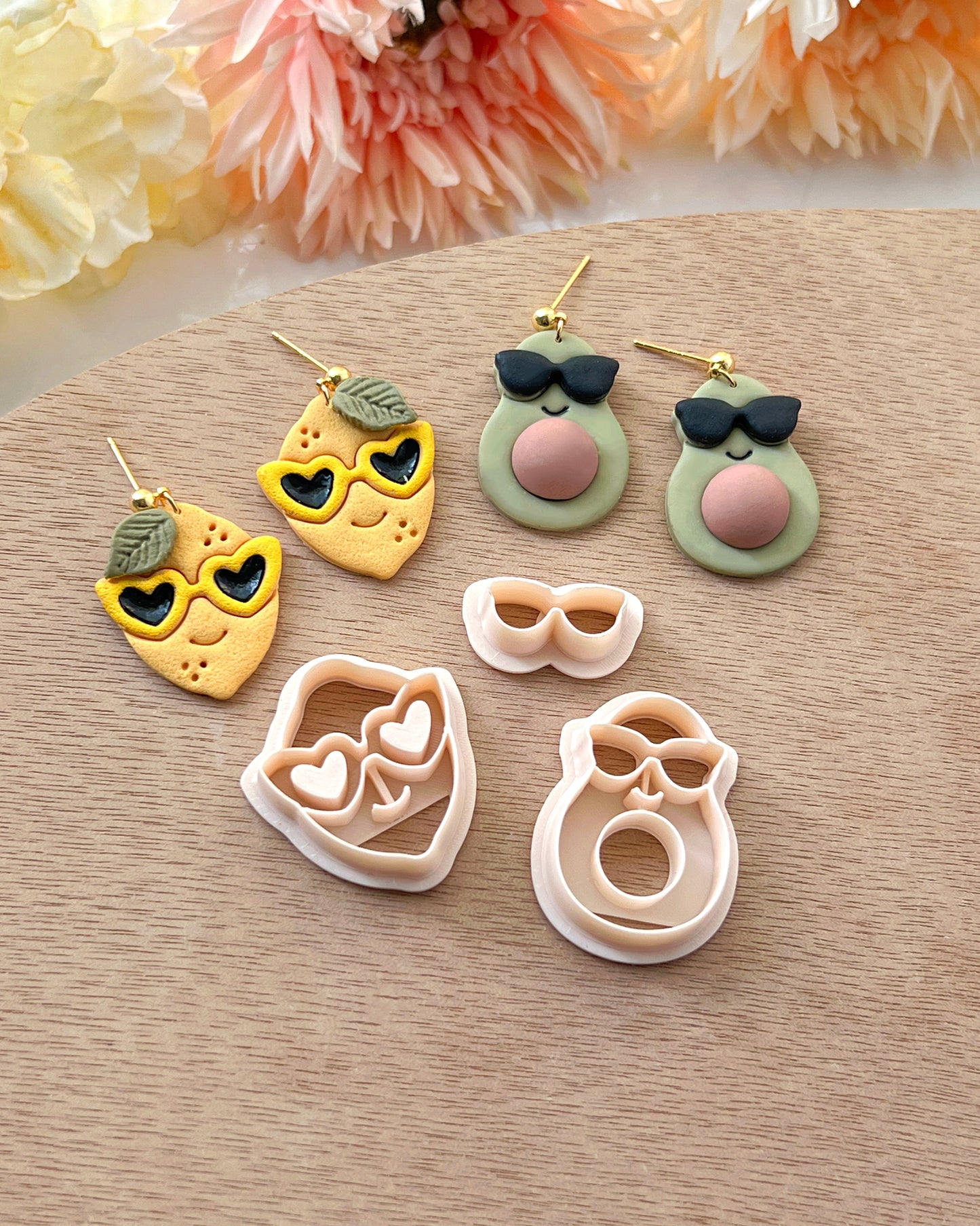 Fruits with Sunglasses Polymer Clay Cutters | Cool Fruit Clay Cutters | Clay Cutter Set | Clay Earring Cutters | Watermelon Pineapple Lemon