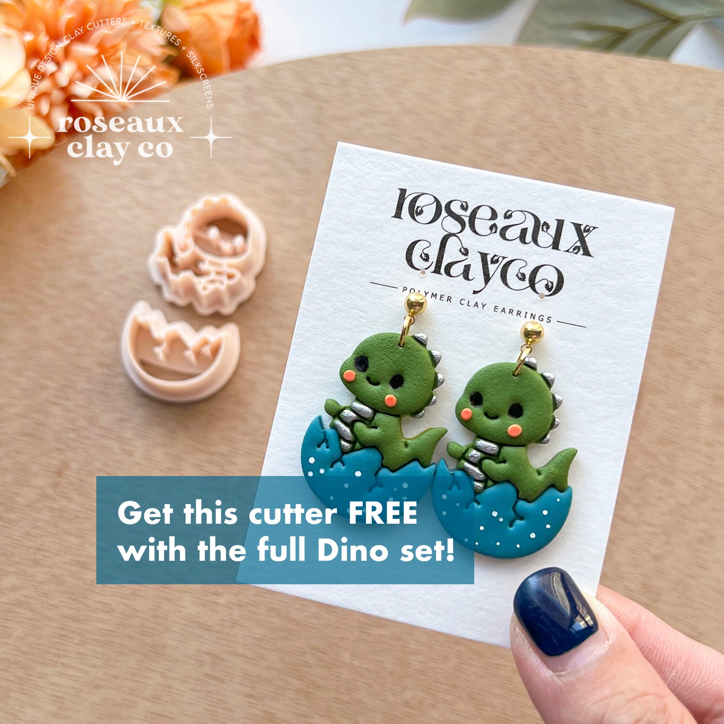 RoseauxClayCo Dinosaur Polymer Clay Cutters