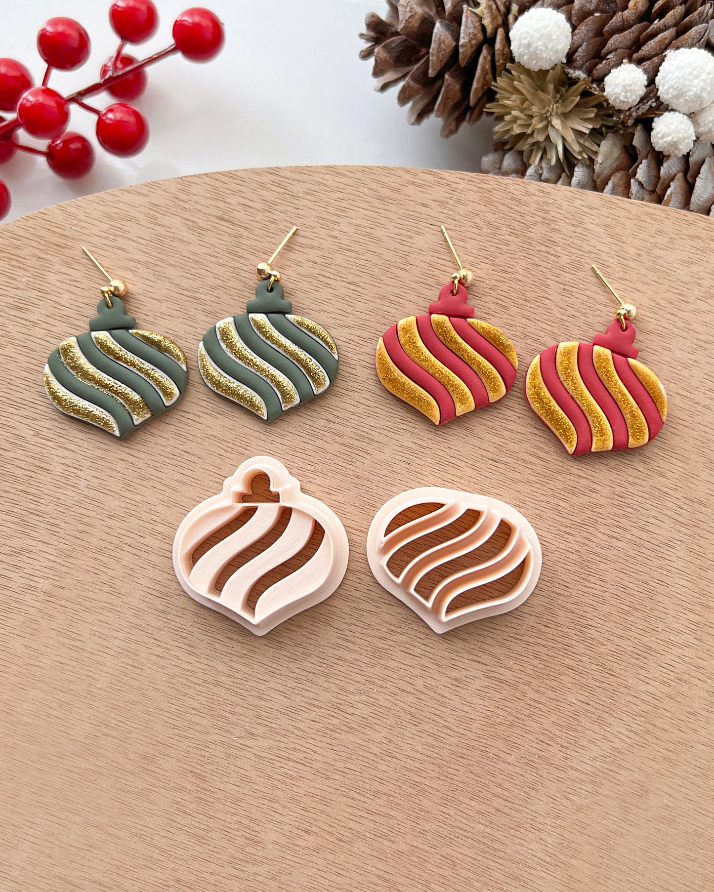 Christmas Ornaments Polymer Clay Cutters | Holiday Clay Earring Cutters Set for Jewelry Making