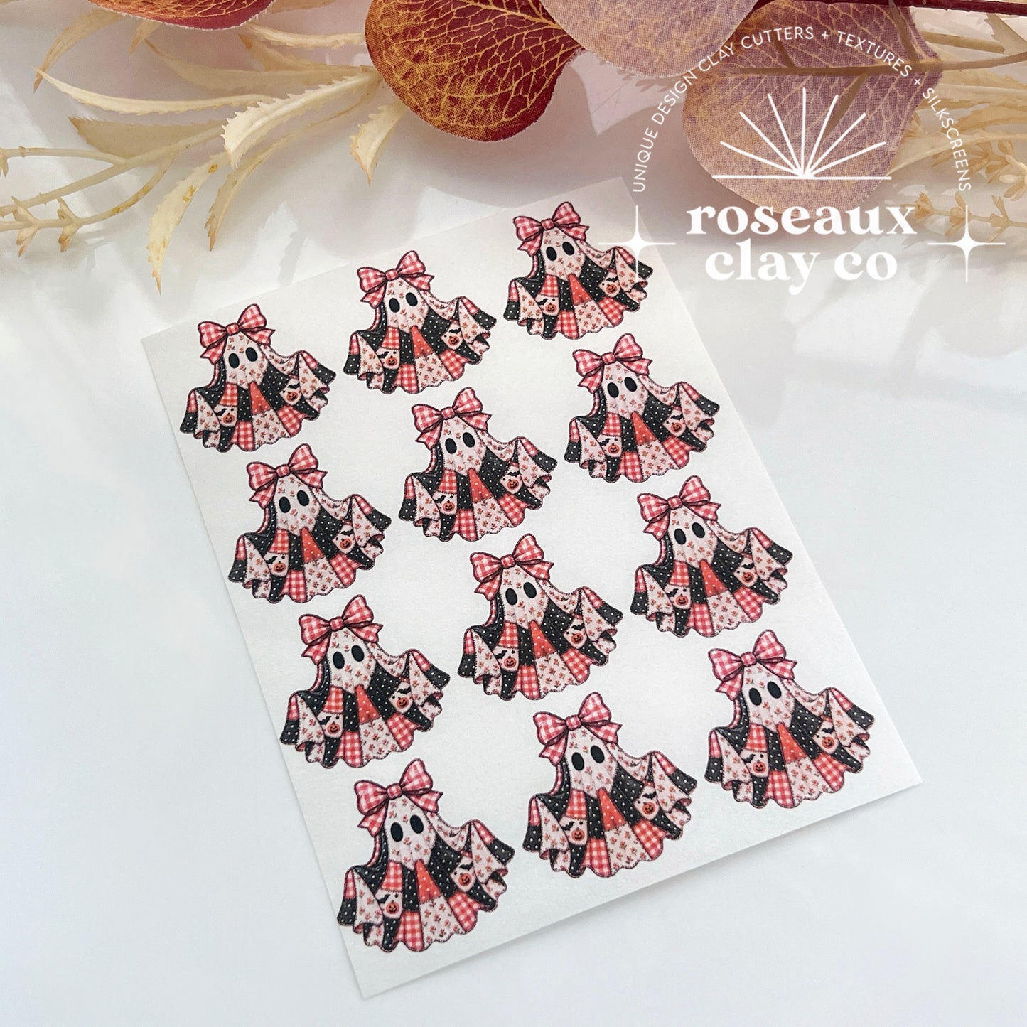 Patchwork Ghost Polymer Clay Transfer Paper & Matching Cutter