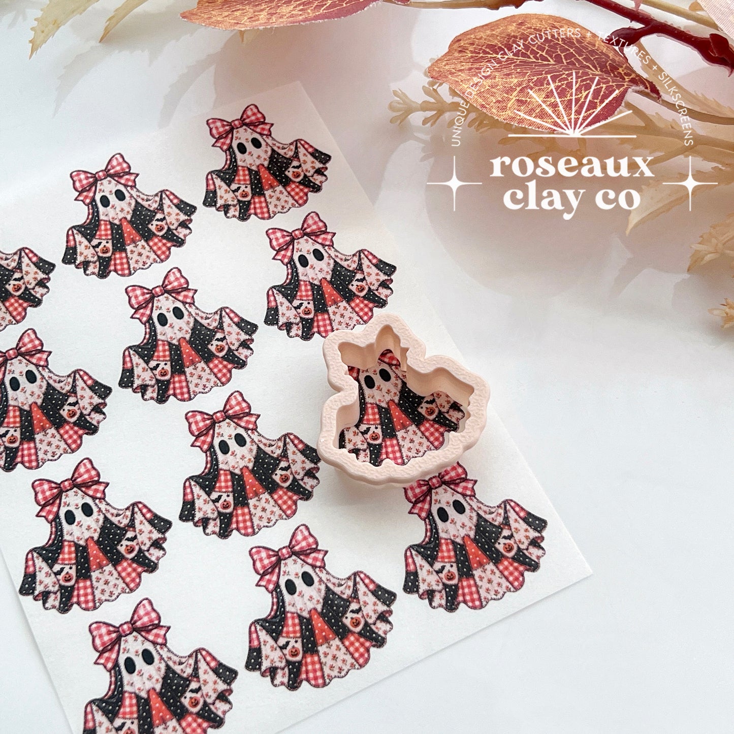 Patchwork Ghost Polymer Clay Transfer Paper & Matching Cutter