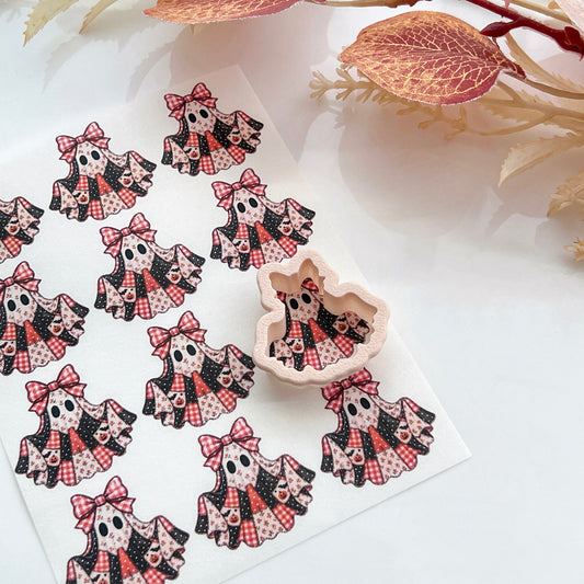 Patchwork Ghost Polymer Clay Transfer Paper & Matching Cutter