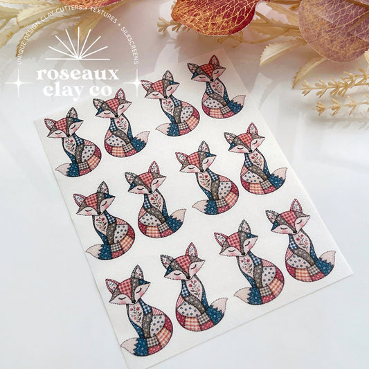 Patchwork Fox Polymer Clay Transfer Paper & Matching Cutter
