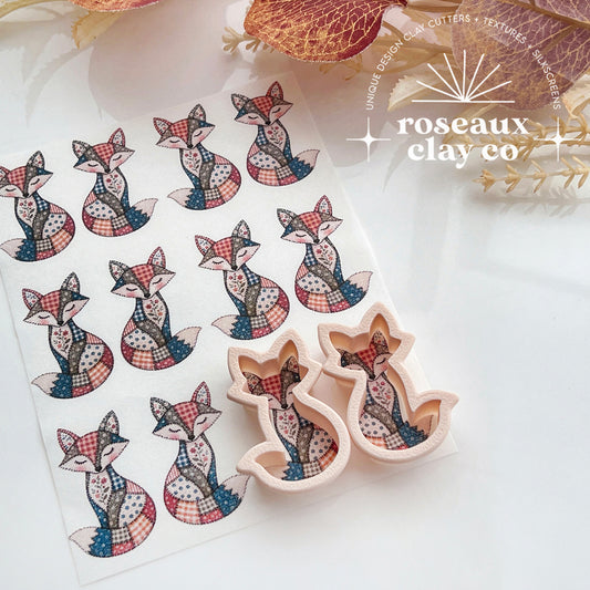 Patchwork Fox Polymer Clay Transfer Paper & Matching Cutter