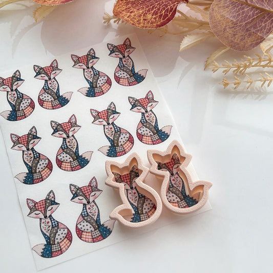 Patchwork Fox Polymer Clay Transfer Paper & Matching Cutter