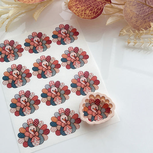 Patchwork Turkey Polymer Clay Transfer Paper & Matching Cutter