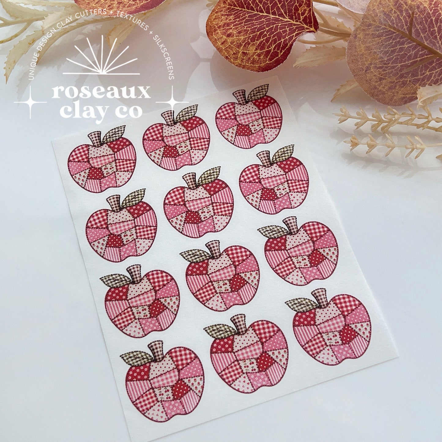 Patchwork Apple Polymer Clay Transfer Paper & Matching Cutter