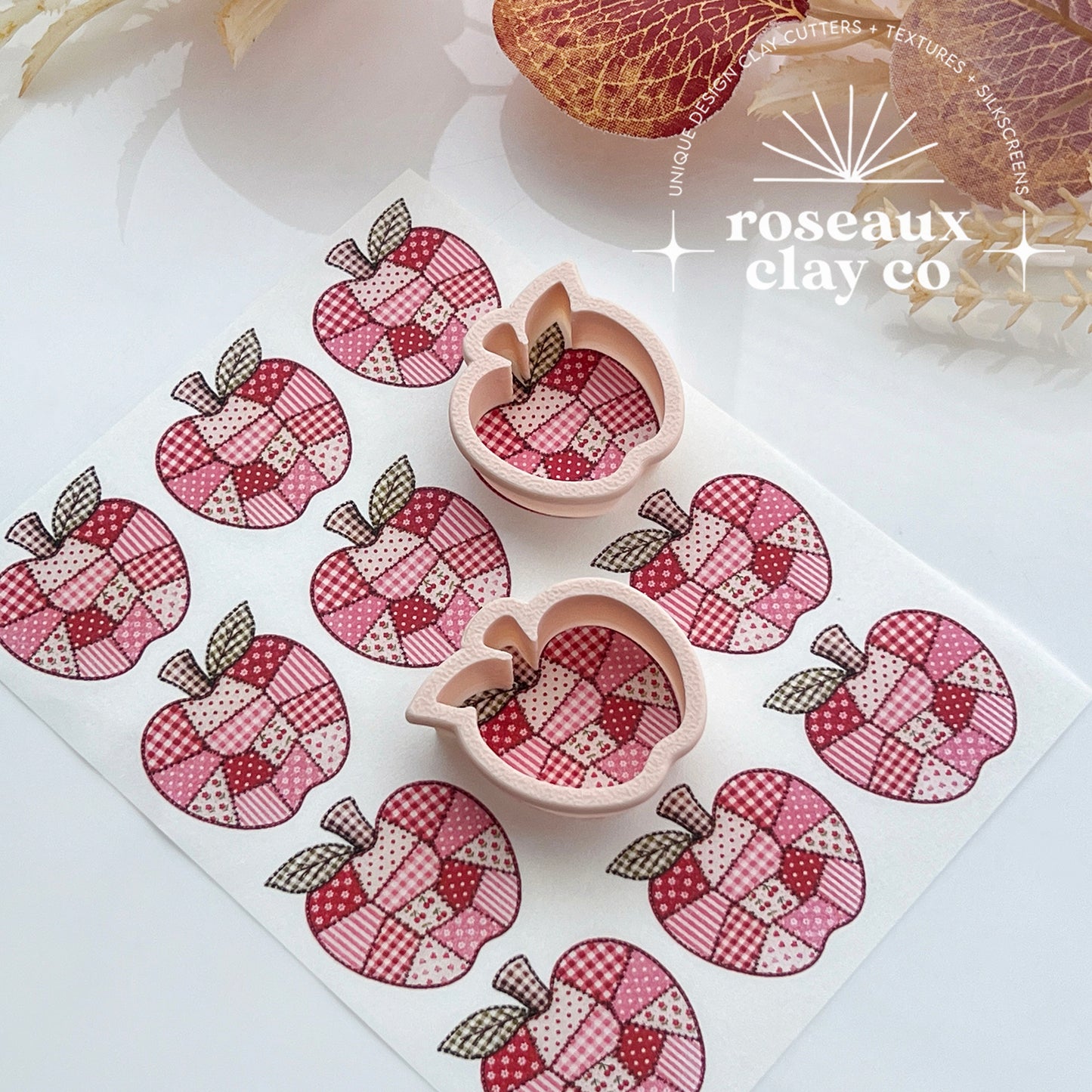 Patchwork Apple Polymer Clay Transfer Paper & Matching Cutter