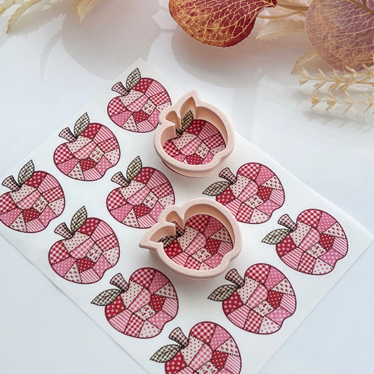 Patchwork Apple Polymer Clay Transfer Paper & Matching Cutter