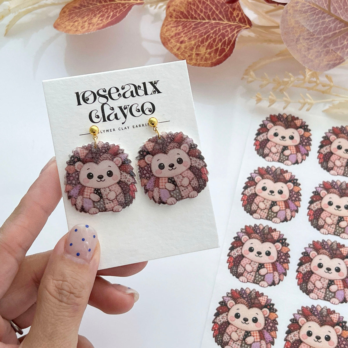 Patchwork Hedgehog Polymer Clay Transfer Paper & Matching Cutter