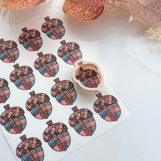 Patchwork Acorn Polymer Clay Transfer Paper & Matching Cutter