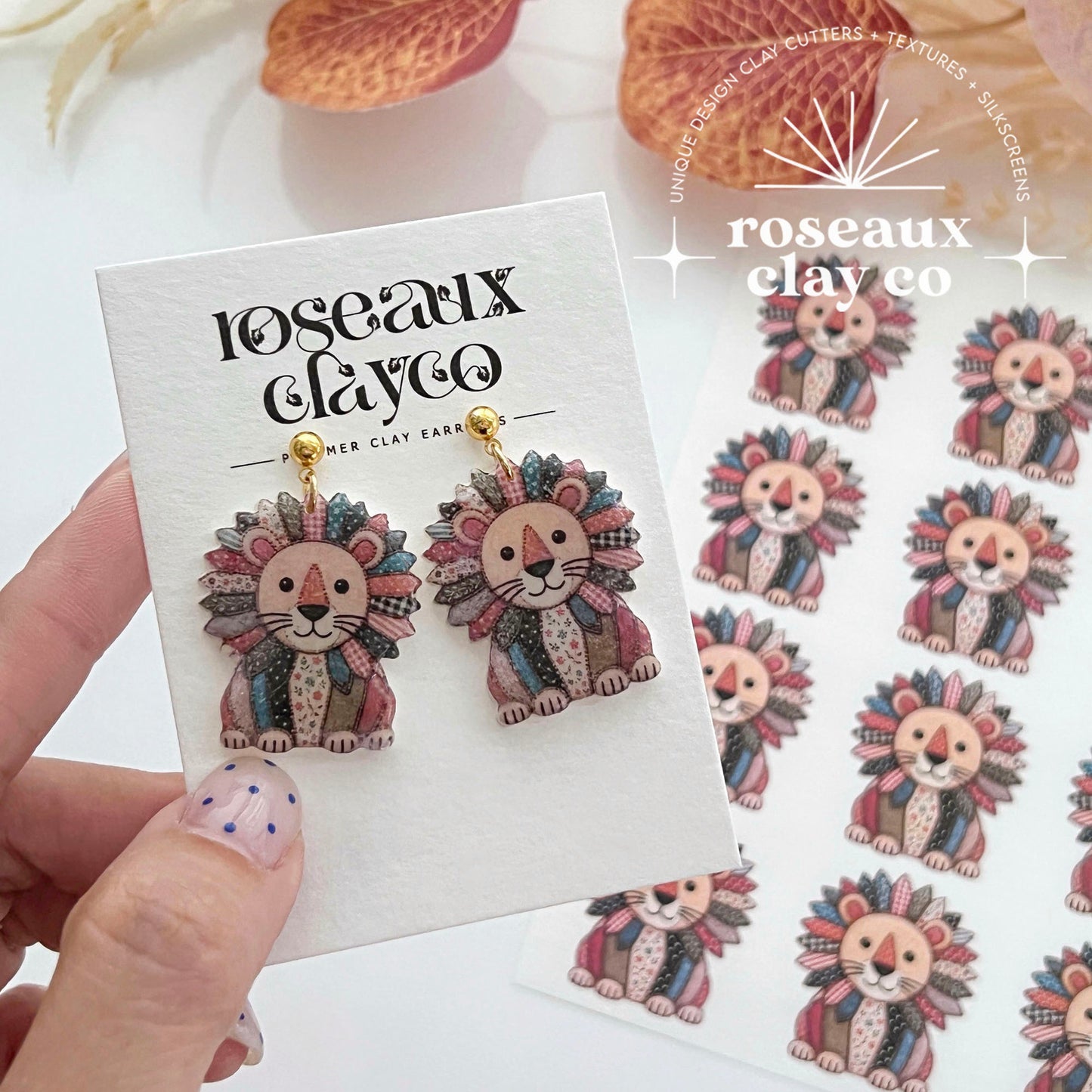 Patchwork Lion Polymer Clay Transfer Paper & Matching Cutter