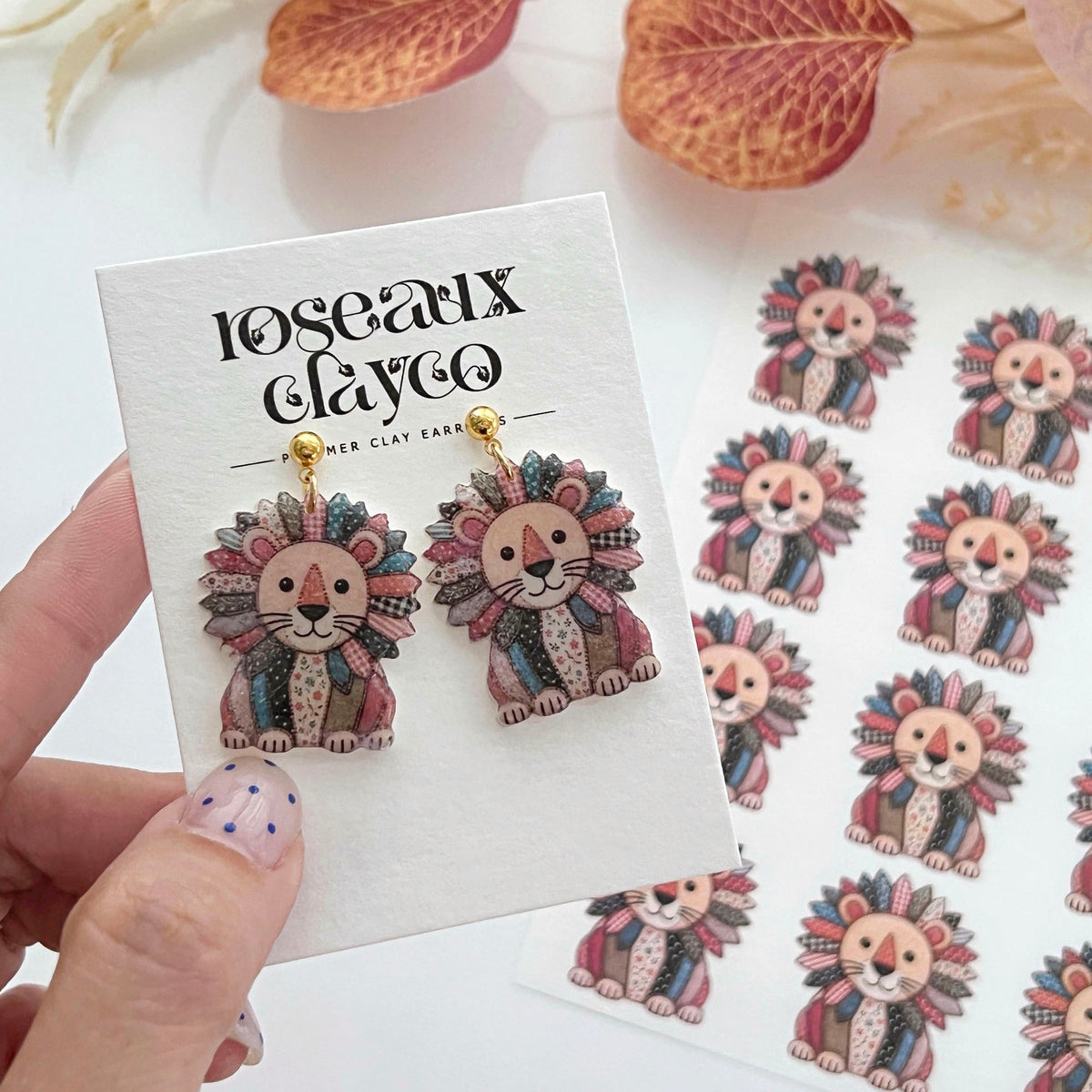 Patchwork Lion Polymer Clay Transfer Paper & Matching Cutter