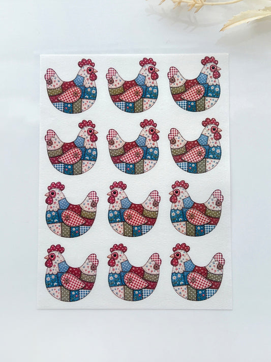 Patchwork Hen Polymer Clay Transfer Paper & Matching Cutter