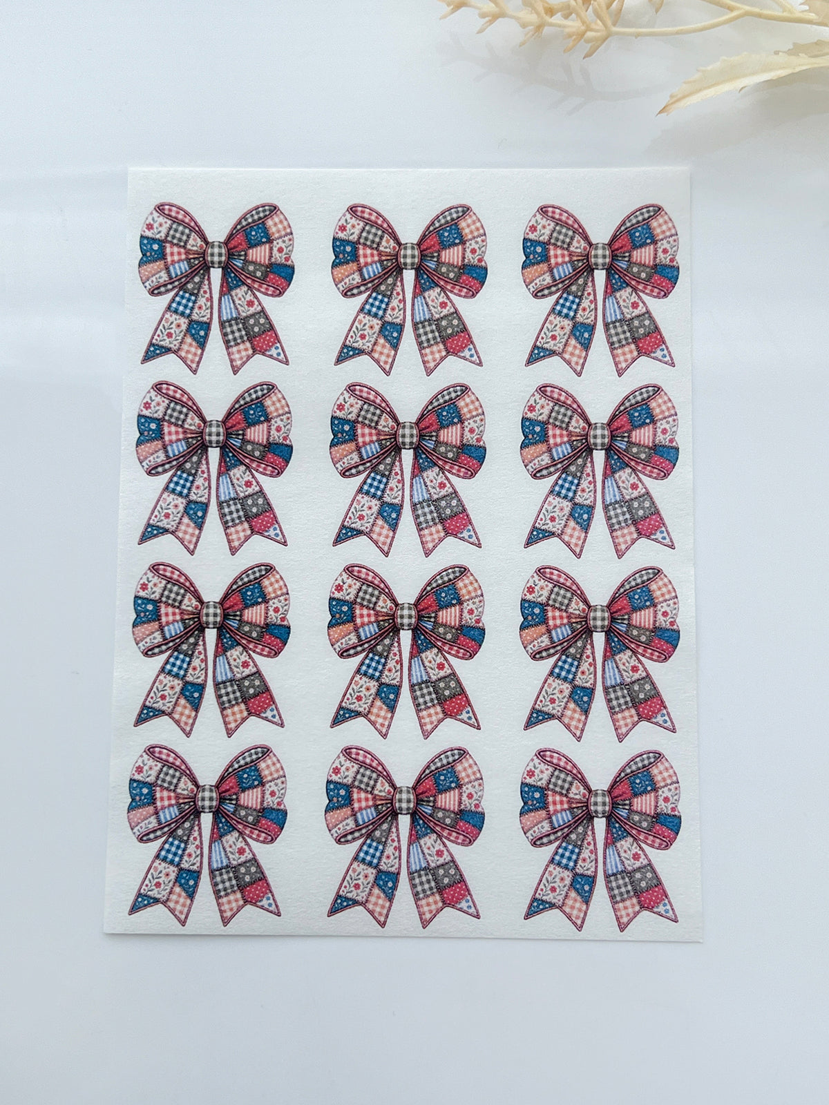 Patchwork Bow Polymer Clay Transfer Paper & Matching Cutter