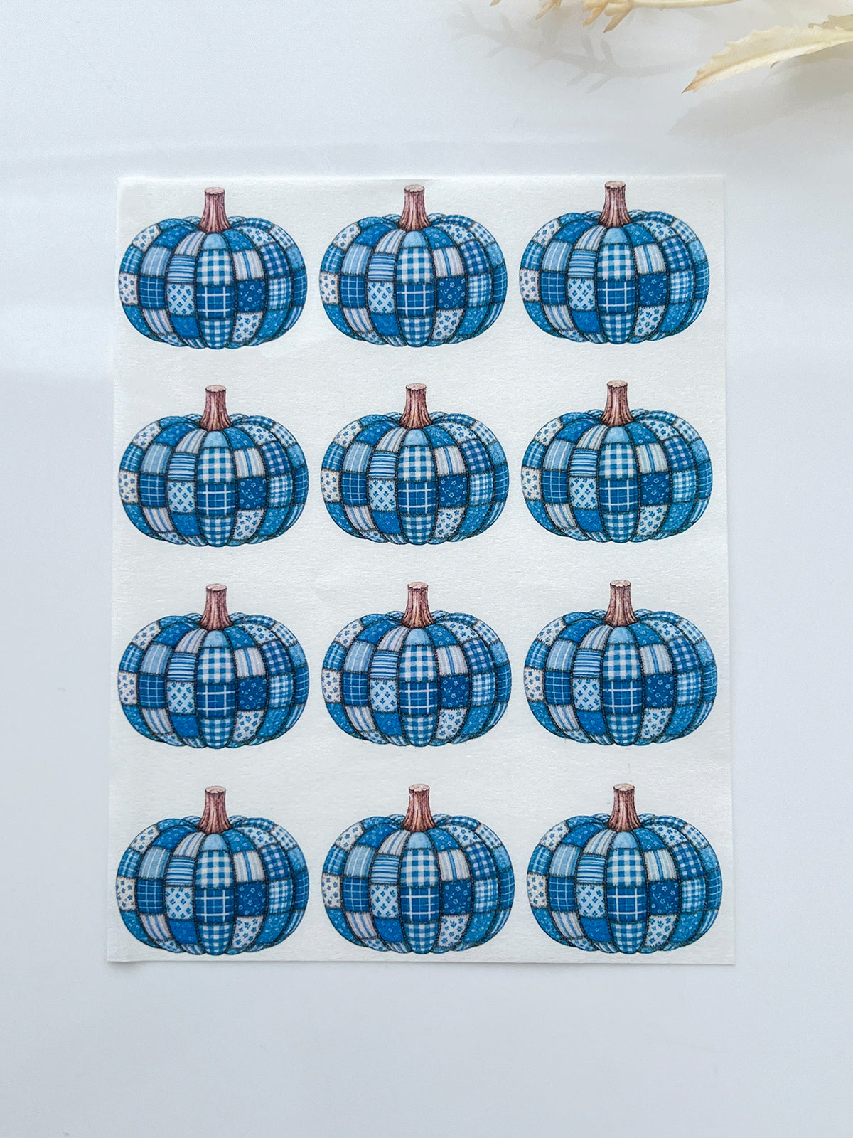 Patchwork Denim Pumpkin Polymer Clay Transfer Paper & Matching Cutter
