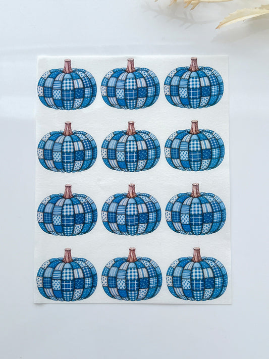 Patchwork Denim Pumpkin Polymer Clay Transfer Paper & Matching Cutter