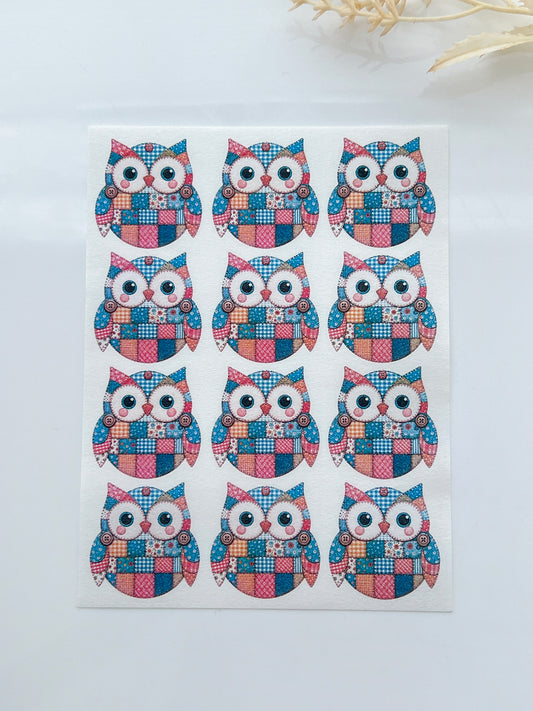 Patchwork Owl Polymer Clay Transfer Paper & Matching Cutter