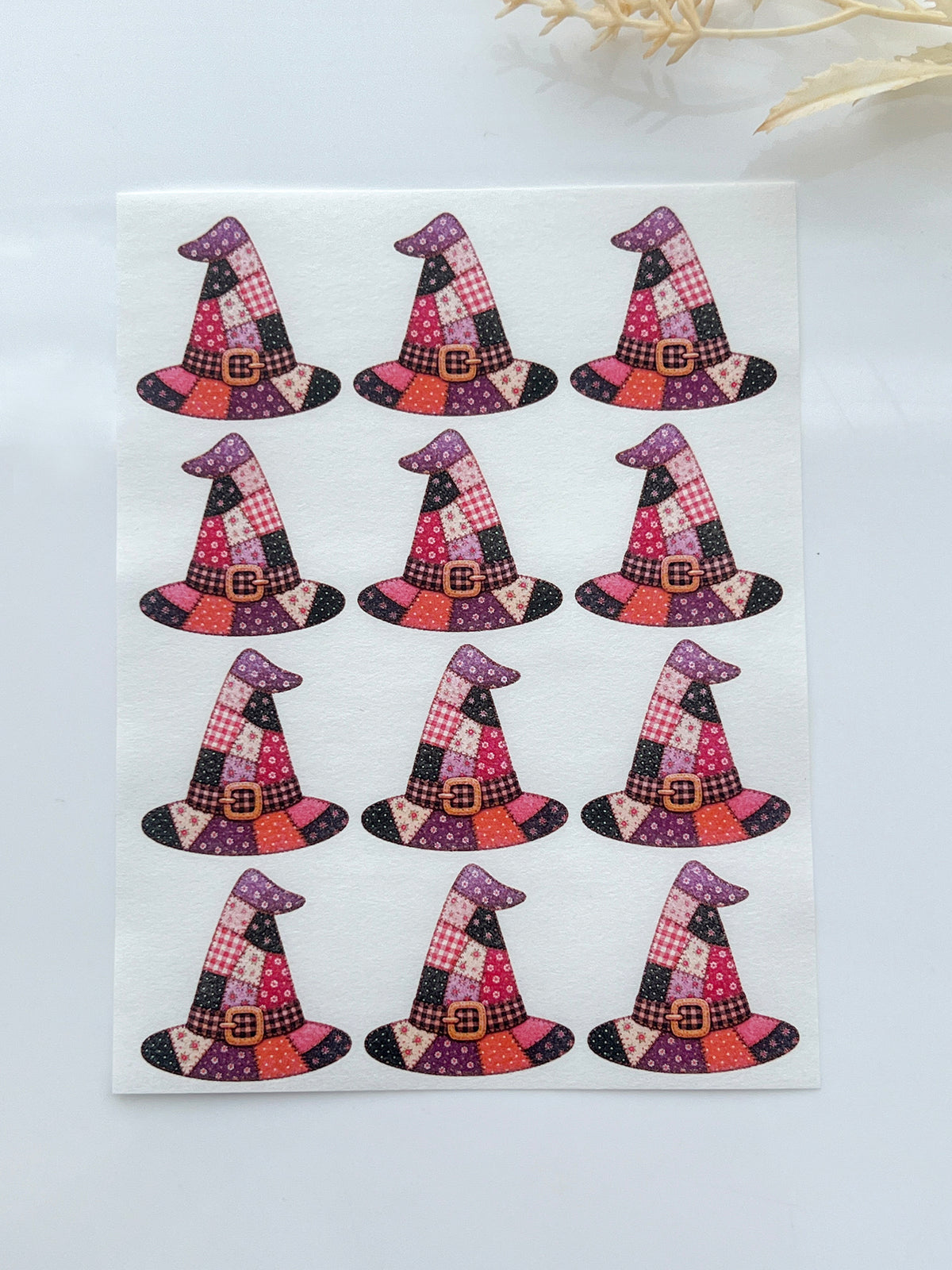 Patchwork Witch Hat Polymer Clay Transfer Paper & Matching Cutter