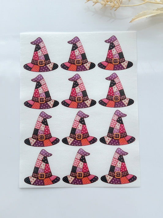 Patchwork Witch Hat Polymer Clay Transfer Paper & Matching Cutter