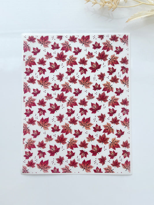 Watercolor Maple Leaf Clay Transfer Paper